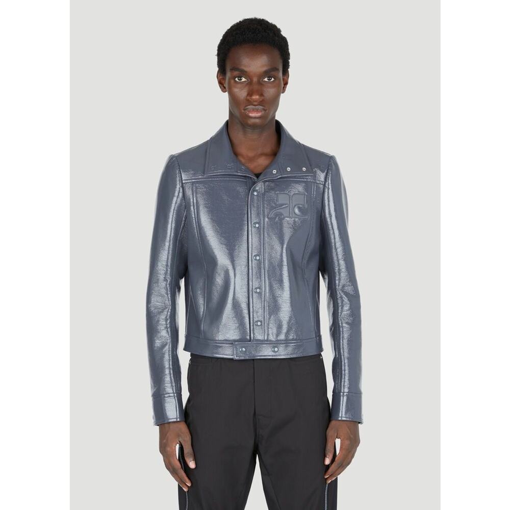 COURREGES ICONIC VINYL JACKET GREY SIZE 52